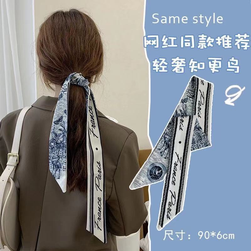 Шелковый шарф Qiandongge, повязка на голову в стиле ретро, завязанный хвост, бант, лента, повязка на голову, повязка на голову Mori Series