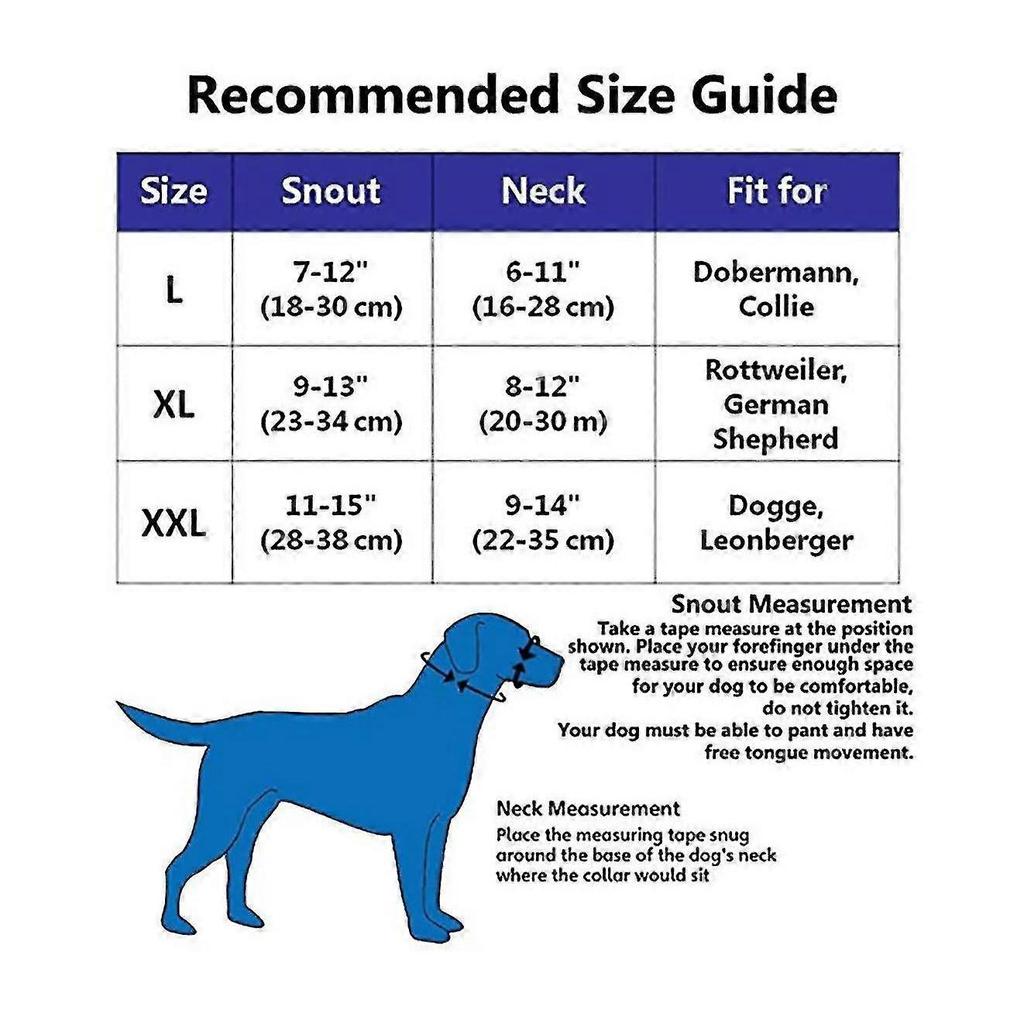 Nylon Soft Dog Muzzle, Anti-bit, Anti-bark, Anti-chew, Adjustable Ring (xl, Black)