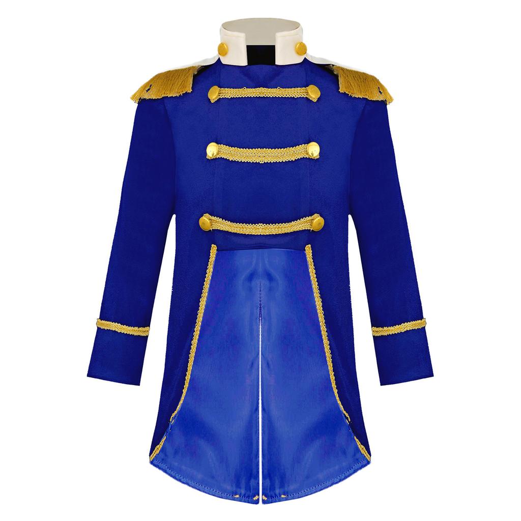 Baby Boys Prince Costume Gold Fringe Velvet Tailcoat Long Sleeve Royal Court Attire with Crown Head Accessory