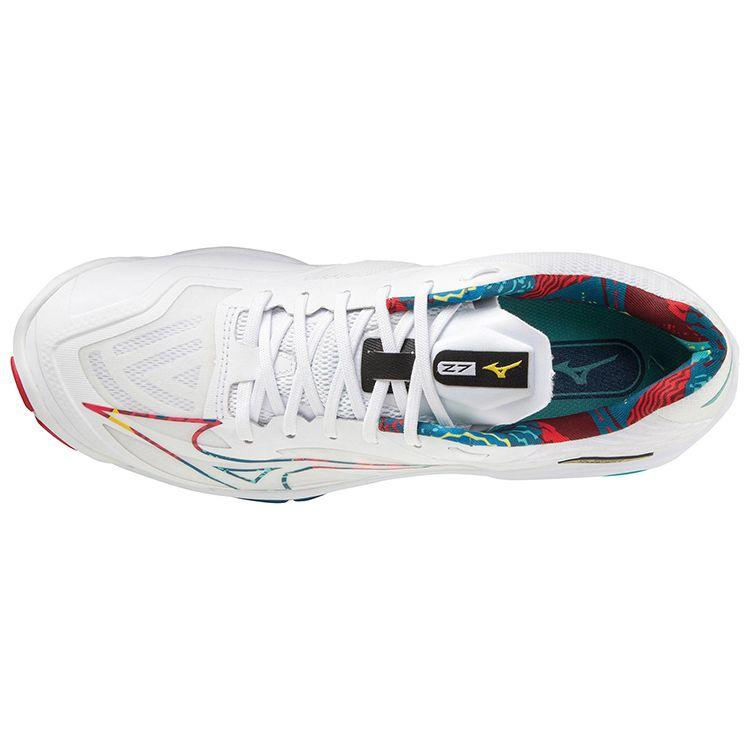 Mizuno Wave Lightning Z7 Удобные кроссовки с низким верхом для тренировок, унисекс, бело-красно-зеленые V1GA220048
