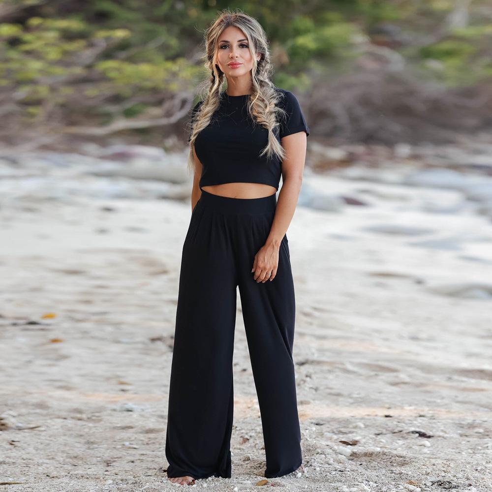 Plus Size Women's Spring/Summer 2026 Casual Suit: Short-Sleeve T-Shirt & Long Pants Two-Piece Set