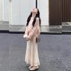 OK-323 Розовый вязаный кардиган в корейском стиле и кружевная юбка - Осенняя коллекция