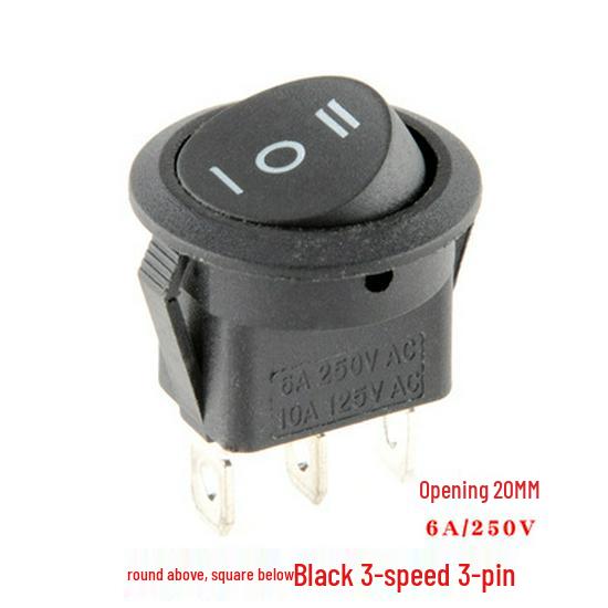 Кулисный переключатель KCD1: Круглый, Подсветка, 2/3/4-контактный, 2/3-позиционный, 6A 250V, Отверстие 20 мм.