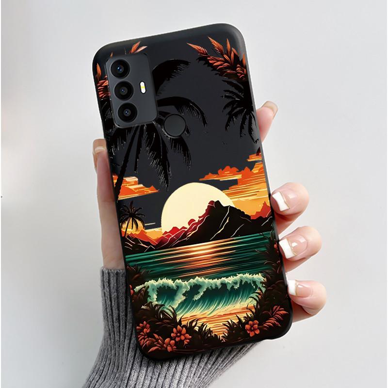 Anti-scratch Casing For TCL 30 SE/TCL 30E/TCL 306/TCL 305 Cover Soft Silicone Black Shell Golden Butterflie And Flower Pattern