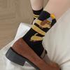 4 Pairs Embroidered Puppy Mid Calf Socks Warm Stacked Long Socks Kawaii Dog Crew Socks  Casual Wear
