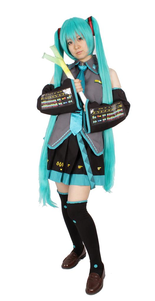 WELLERS Hatsune Miku Cosplay Costume Set with Green Size M Onion, Men's,