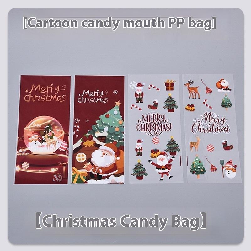 50Pcs Christmas Candy Bags Christmas Decorations Santa Gift Bag Navidad Xmas Gift Bags Christmas Cookies Packaging Bag