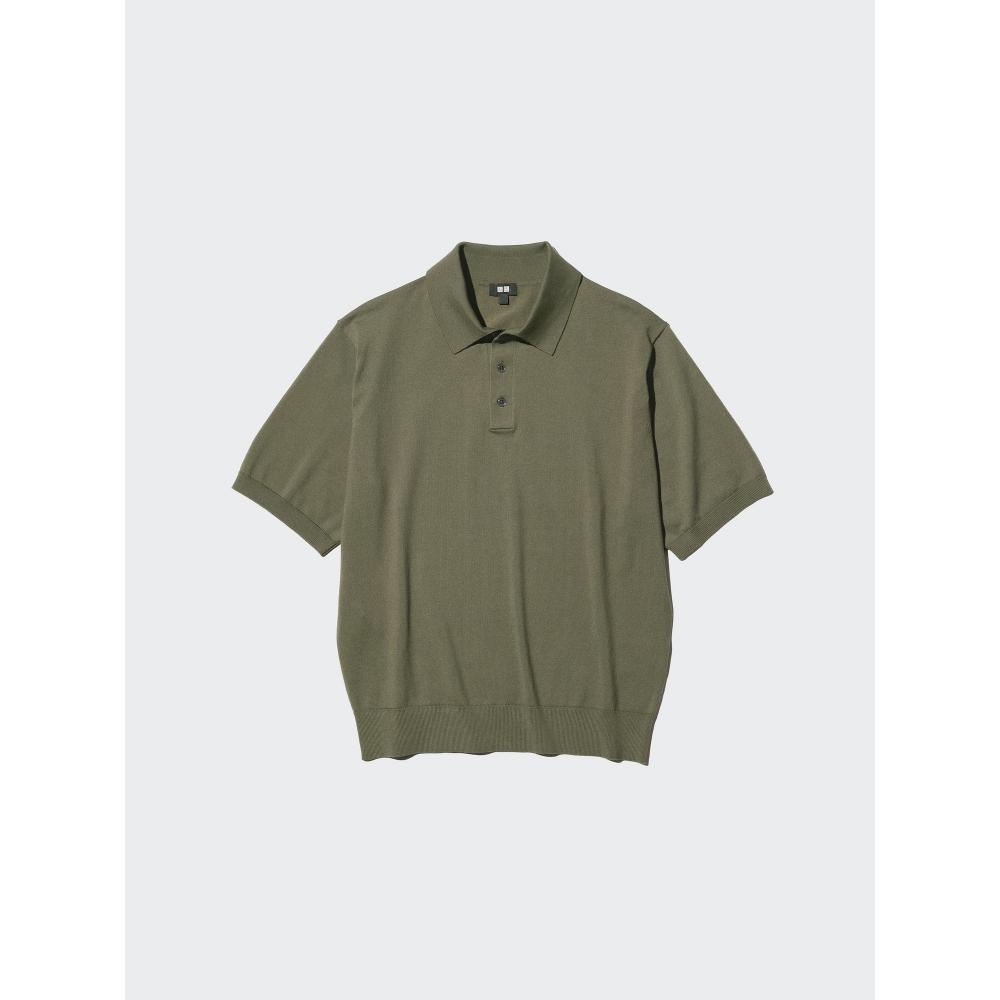 Uniqlo Стильный вязаный джемпер-поло, поддающийся стирке