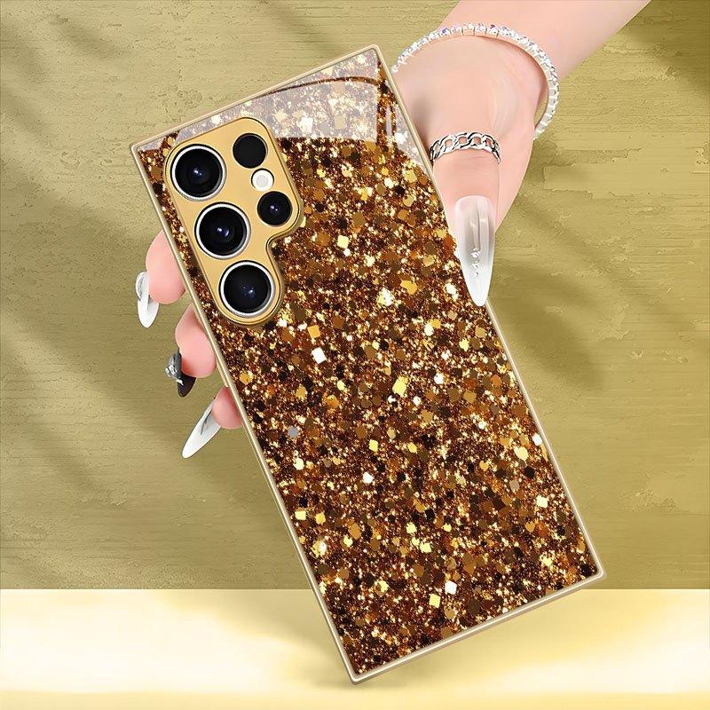 Закаленное стекло с золотым блестящим узором для телефона Samsung Galaxy S26 S25 S24 S23 S22 S20 fe/plus/ultra Противоударное