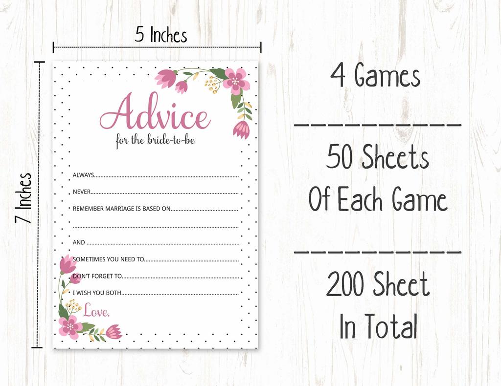 Inkdotpot Floral Bridal Shower Games Set Of 4(50 Sheets Each) W   Miss To Mrs Gold Banner Fun Bachelorette Party Games Set