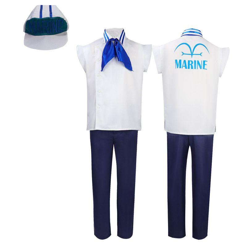 One Piece Marine Corps Soldier Uniform Shirt Anime Cosplay Men's Clothing