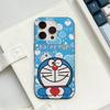 Cartoon Doraemon For IPhone 17 16 15 11 12 13 14 Pro Max Plus Pro Corrugated Translucent Back Phone Cover
