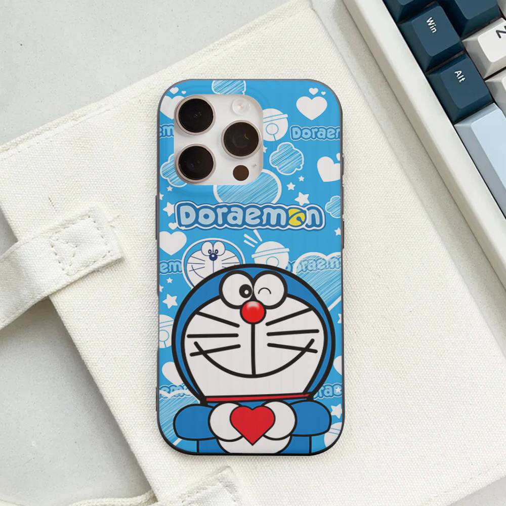 Cartoon Doraemon For IPhone 17 16 15 11 12 13 14 Pro Max Plus Pro Corrugated Translucent Back Phone Cover