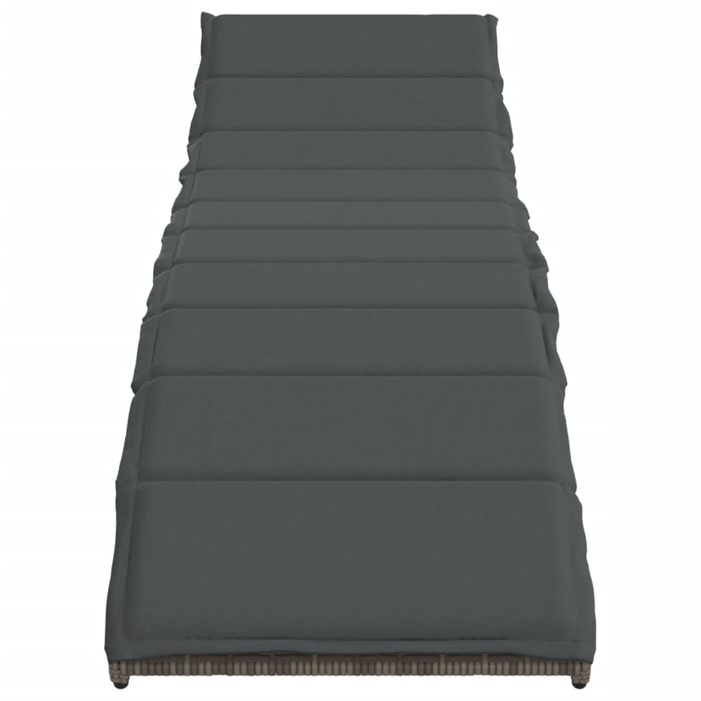 Grey Sun Lounger with Cushion 55 x 199 x 50 cm Poly Rattan