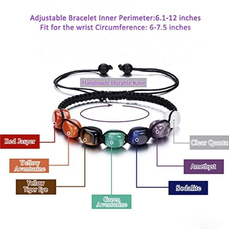 Классический браслет с бусинами, натуральный камень, черная веревка, плетеный браслет для йоги, Рейки, исцеляющий баланс, браслеты и браслеты, подарок для медитации