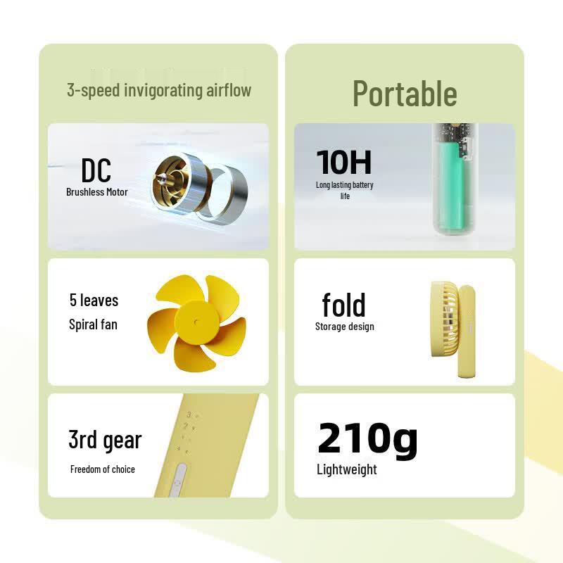 Little Bear Portable Foldable Rechargeable USB Handheld Mini Fan CN plug (adapter included)