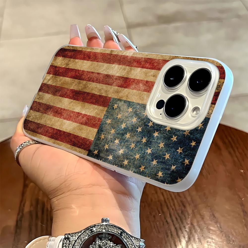 Чехол для телефона с флагом США для iPhone 17 Чехол для iPhone 13 16 15 14 12 17 Pro Max XR 7 8 SE Эстетичный цветочный чехол Funda