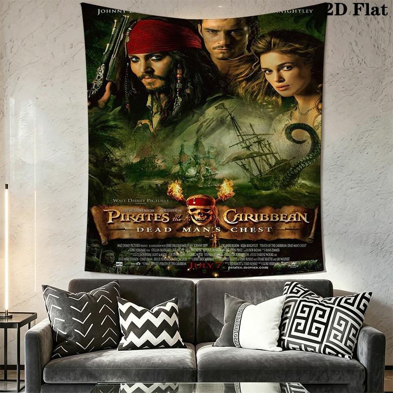 Pirates Caribbean Dead Man'S Chest Tapestry Fashion Print Wallmounted Atmospheric Background Cloth Background Cloth Homestay Soft Decoration Tapestry