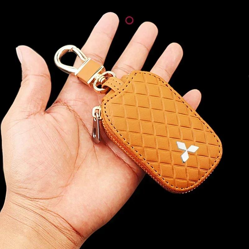 wszm6 Universal Leather Car Key Protector Case for Mitsubishi Pajero L200 Triton Outlander Lancer Accessories