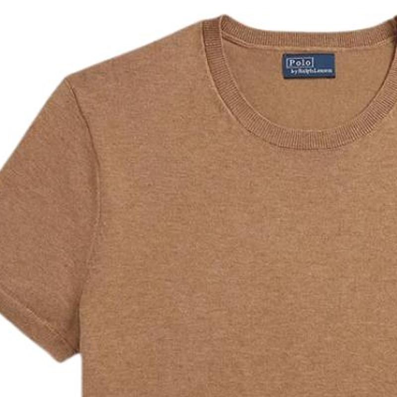 Polo Ralph Lauren Вышитый Свитер с Коротким Рукавом и Круглым Вырезом Облегающего Кроя Женский свитер Коричневый WMPOSWENC021393-260