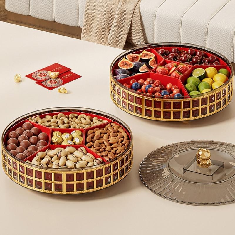 Rotating Fruit And Snacks Serving Tray Designed For Easy Access To Dry Fruits Nut And Candy During Family Gatherings