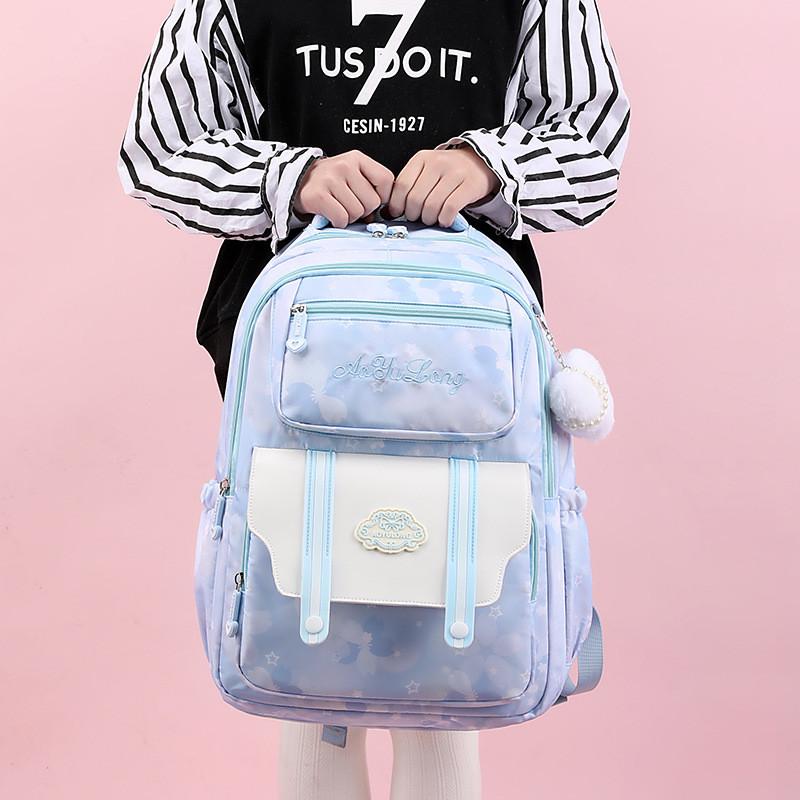 Stylish And Cute Nylon Backpack For Students Ideal For School Use In Pink Blue And Purple