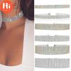 Hi Women's Full Rhinestones Sparkling Choker Necklace Jewelry