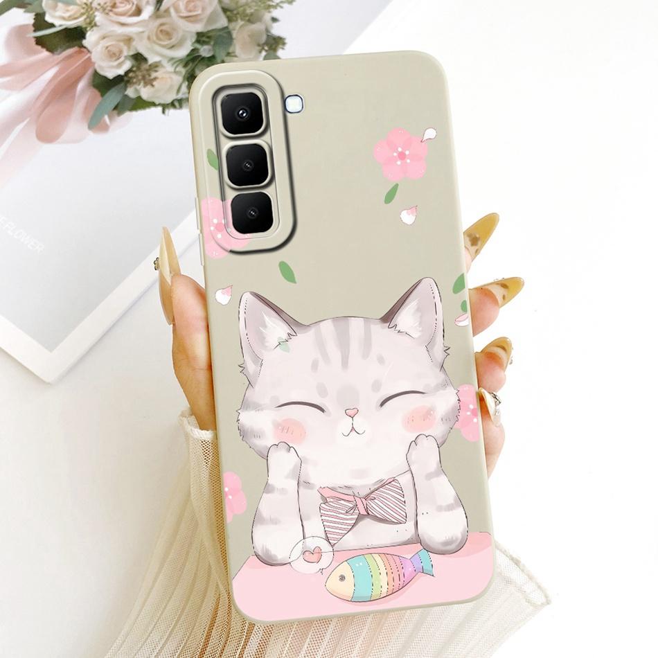 For Infinix Hot 70 X6895 Cute Cat Flower Cartoon Phone Case For Infinix Hot70 Soft Silicone Covers Bumpers