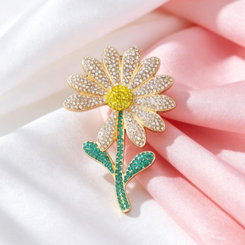 Decorative Rhinestone Flower Brooch for Women Girls Fancy Detail for Every Outfit