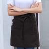 Unisex Waterproof Half Apron with 2 Pockets Waitress Chef Waist Apron Resistant Restaurant Cafe Lace-up Short Apron