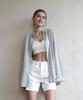 LOEIL Light Loose Fit Cotton Shirt - Light Gray
