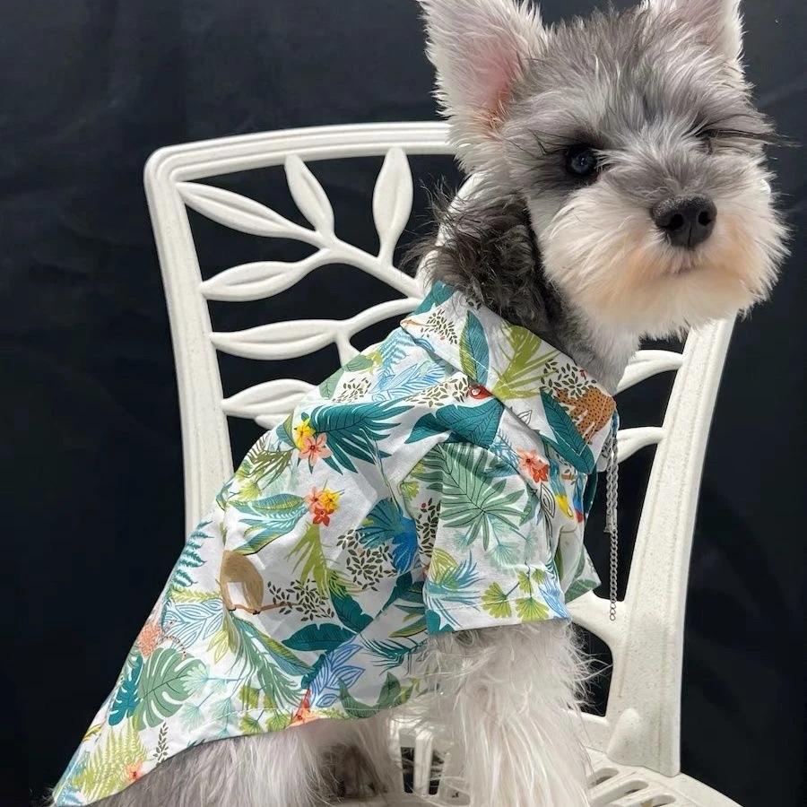 Summer Dog Clothes Small Dog Thin Flower Shirt Teddy Schnauzer Corgi Buggy Cat Clothes Pet Clothes