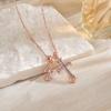 Double Cross Pendant Necklace Couples Titanium Steel Charm With Colored Cubic Zirconia Gold Rose Chain