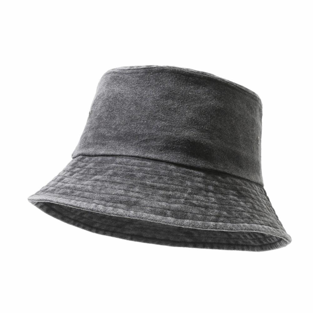 Hip Hop Solid Color Bucket Hat Wide Edge Washed Denim Fisherman Hat Foldable Thin Boonie Hat Summer Season