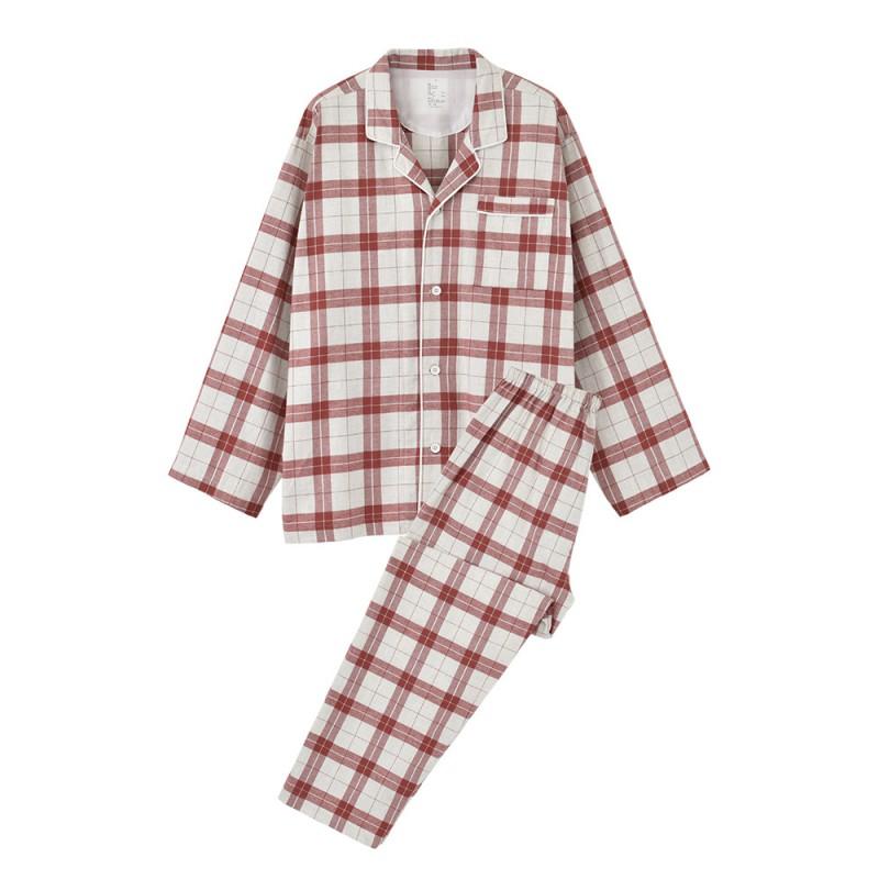 Cotton Flannel Pajama Set Womens Mens Loungewear Soft Warm Sleepwear Fall Winter