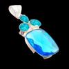 Swiss Blue Topaz Gemstone Handmade 925 Sterling Silver Jewelry Pendant 2.56" AH-5279
