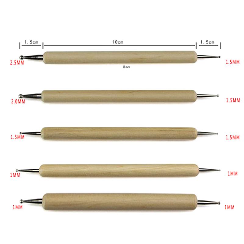 5 шт., шариковая игла из дерева и нержавеющей стали, набор инструментов для лепки из полимерной глины
