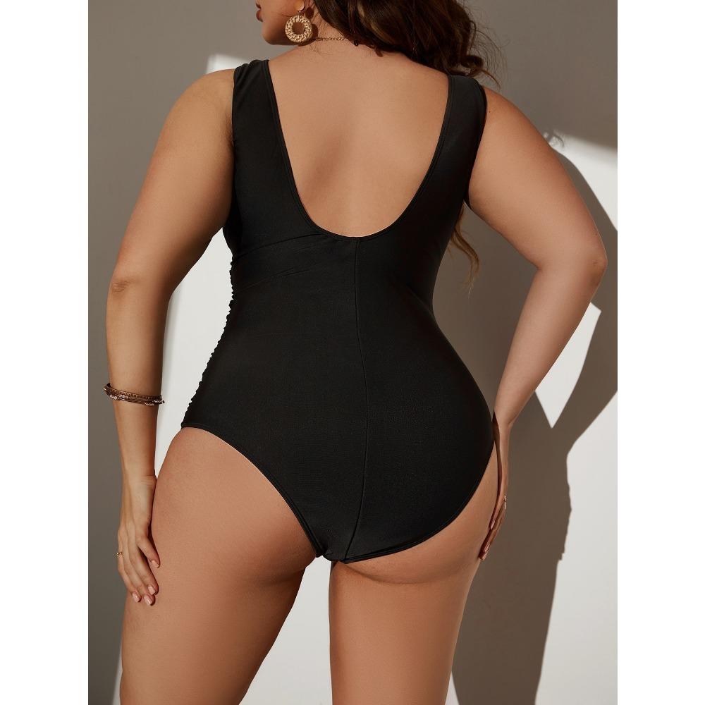 New New Sexy Suit One-piece Swimsuit Solid Color Plus Size Swimsuit