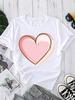(Азиатский размер) Футболки с коротким рукавом Круглый вырез Повседневная одежда Мода Женский акварельный знак любви Сердце Женский топ Футболка С принтом Графическая футболка