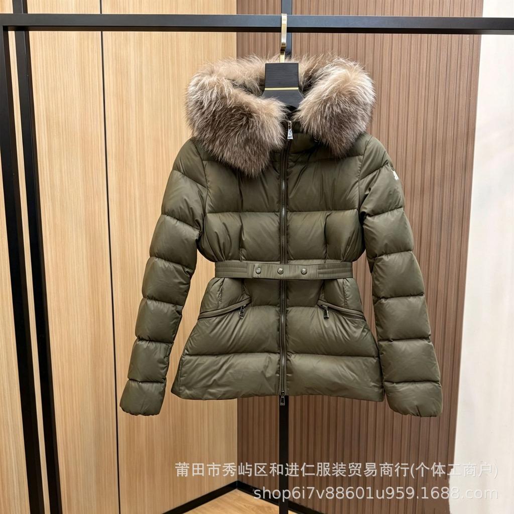 High quality masked Boed small waist down jacket women's fox fur collar short slim and thin hooded jacket