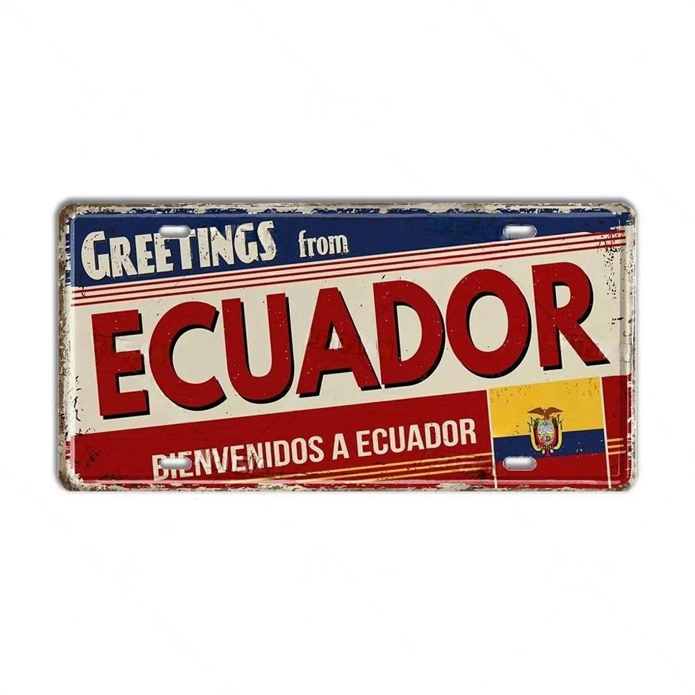 Chile Argentina Ecuador Colombia License Plate Landmark Metal Sign City State Decorative Car Plate Garage Club Bar Wall Decor