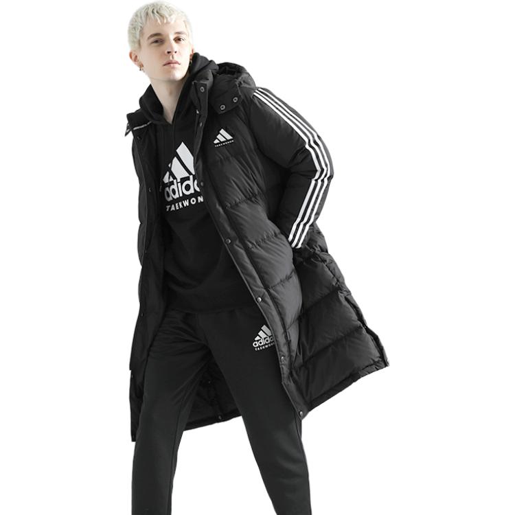 adidas Спортивная повседневная длинная куртка-пуховик с капюшоном унисекс верхняя одежда черного цвета ADIPK01TKD-BW
