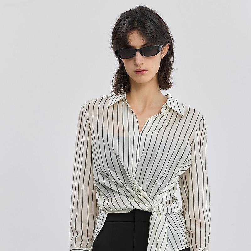 LILY Shirt with Lyocell Striped Collar