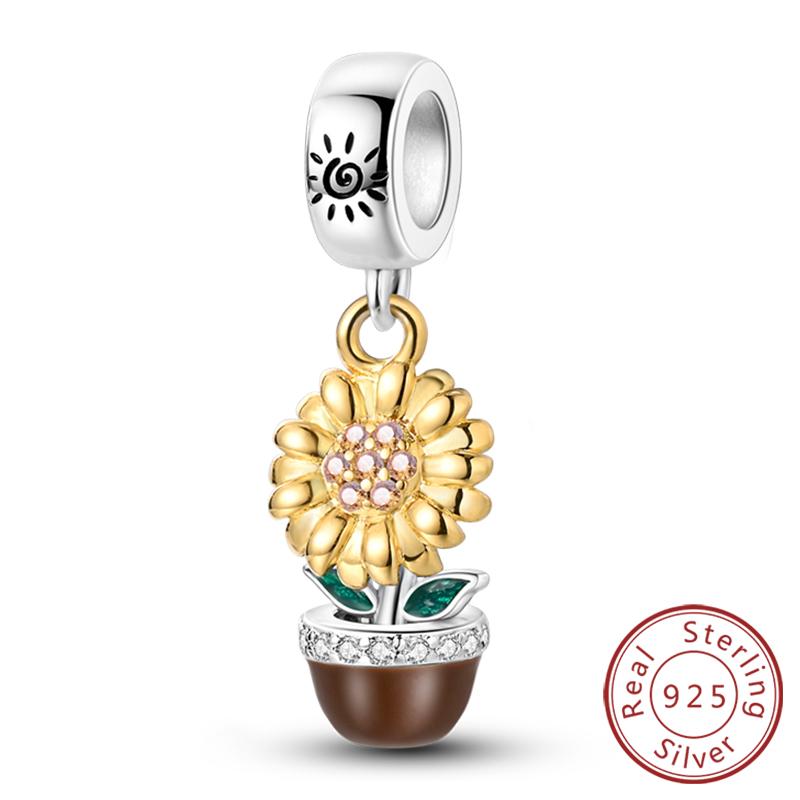 Оригинальные Шармы Бусины Медь Золотой Бант Леопард Кошка Собака Подсолнух Бусины Подходят для Подвески Браслет Женские Ювелирные Изделия Подарок