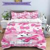 Pink Bow Heart Cat Print 3Pcs Bedding Setduvet Cover With 2 Bedropillowcase Home Birthday Gift