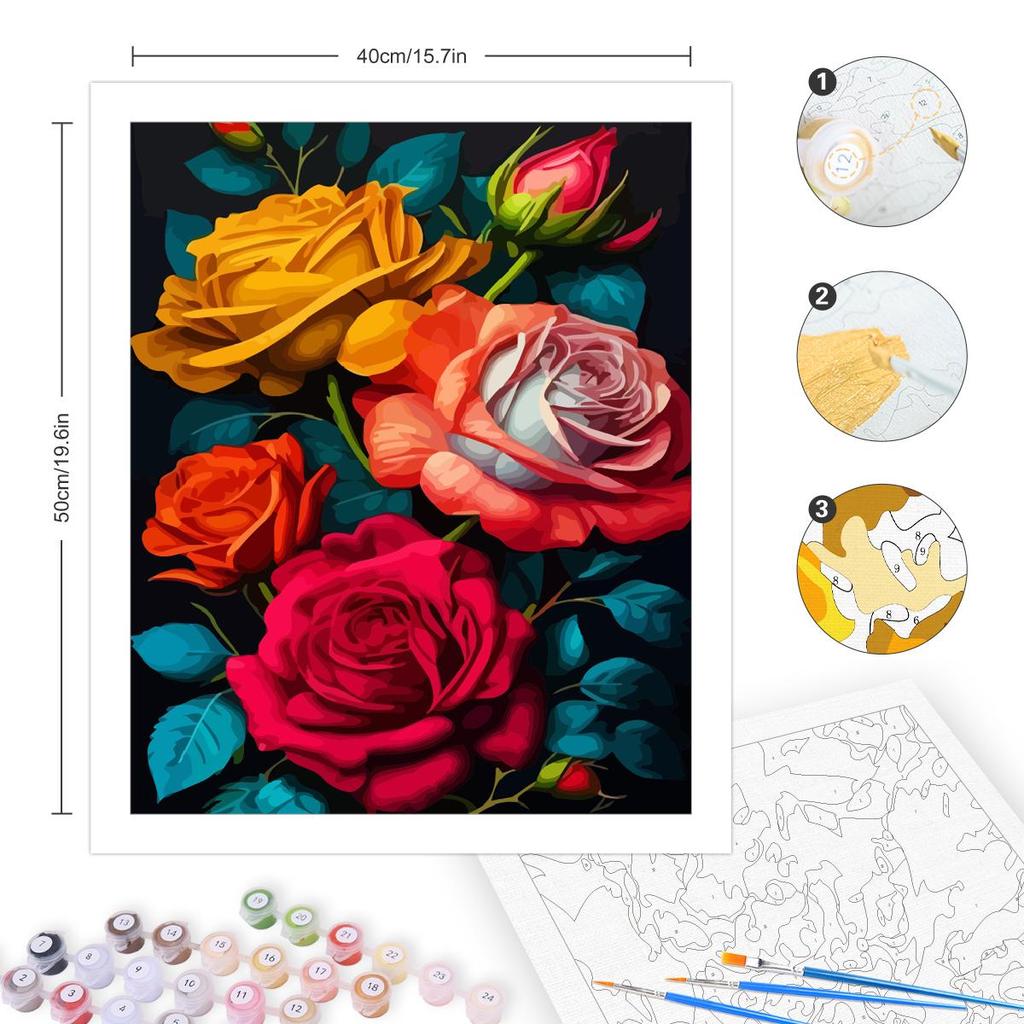 RUOPOTY Frame Paint By Numbers Flower Starter Kits Diy Painting By Number On Canvas Acrylic Paints For Home Wall Decor