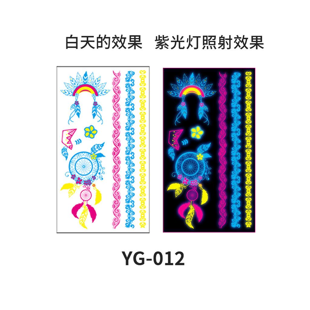 Women's Rave Festival UV Neon Body Face Temporary Tattoos Waterproof Fluorescence Fluorescent Fluorescent Tattoo Stickers 20