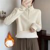 Women's Plus Size Flocked Undershirt Fleece-Lined Half Turtleneck Base Shirt Autumn Winter Warm Pullover Top