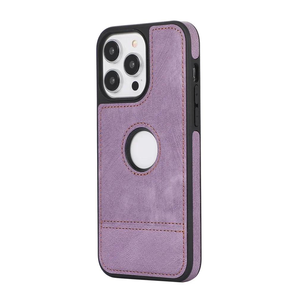 Тонкий чехол из искусственной кожи с прострочкой для iPhone 16 15 14 13 12 11 Pro Max X XS XR 7 8 Plus SE с отверстием для логотипа, мягкая задняя крышка