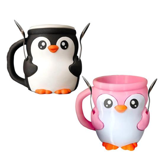 Пингвин Держатель для пинты мороженого с ложкой Ящик для закусок Многоразовые контейнеры для мороженого Подставки для эскимо Рукав для стакана/банки пива